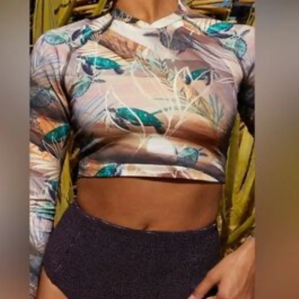 Floral Long Sleeve Swim Top - Picture 7 of 10